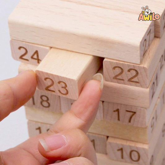 Wooden Building Blocks – 48 Pcs Educational Toy Set for Kids - Awilo