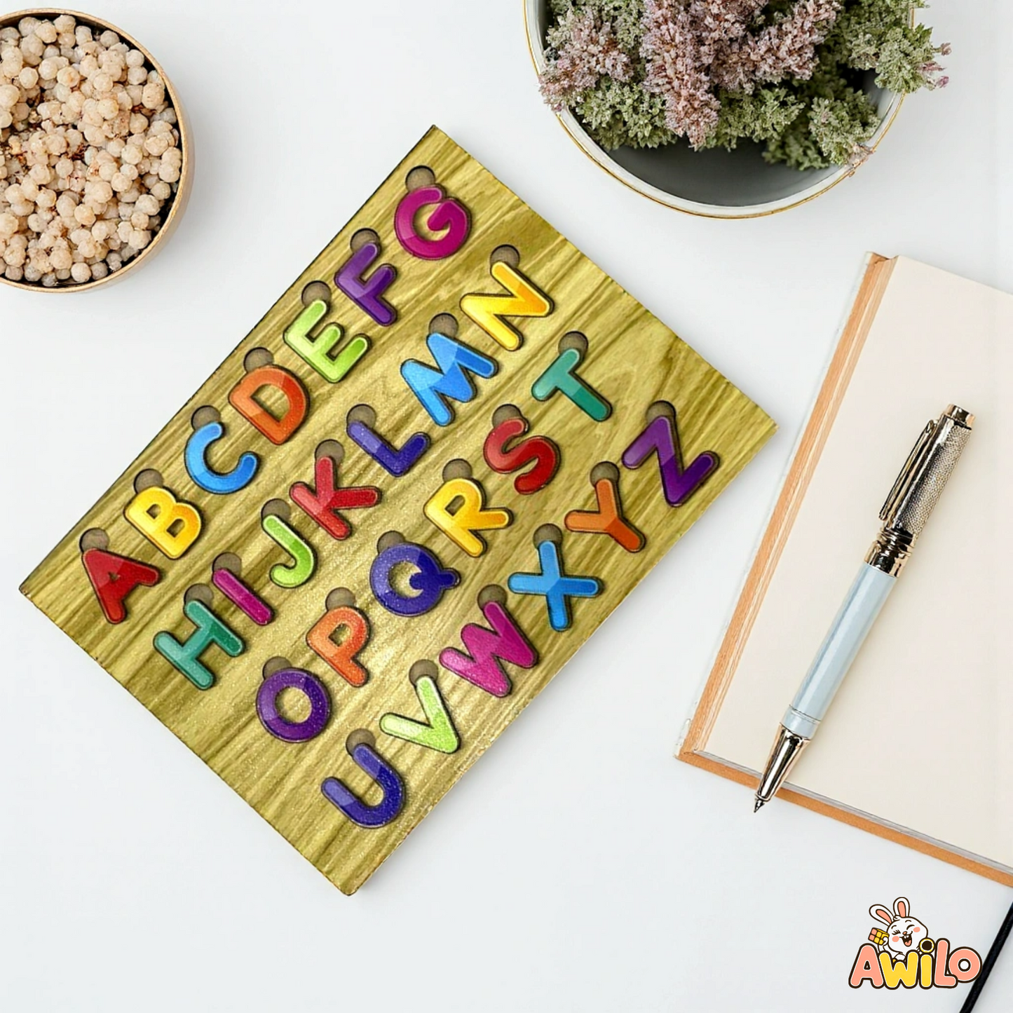 Wooden ABC Puzzle Board for Kids – Learning Toy - Awilo