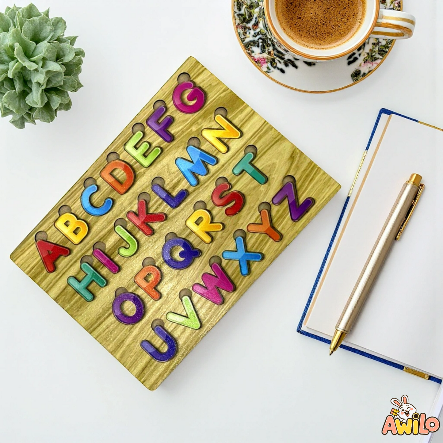 Wooden ABC Puzzle Board for Kids – Learning Toy - Awilo
