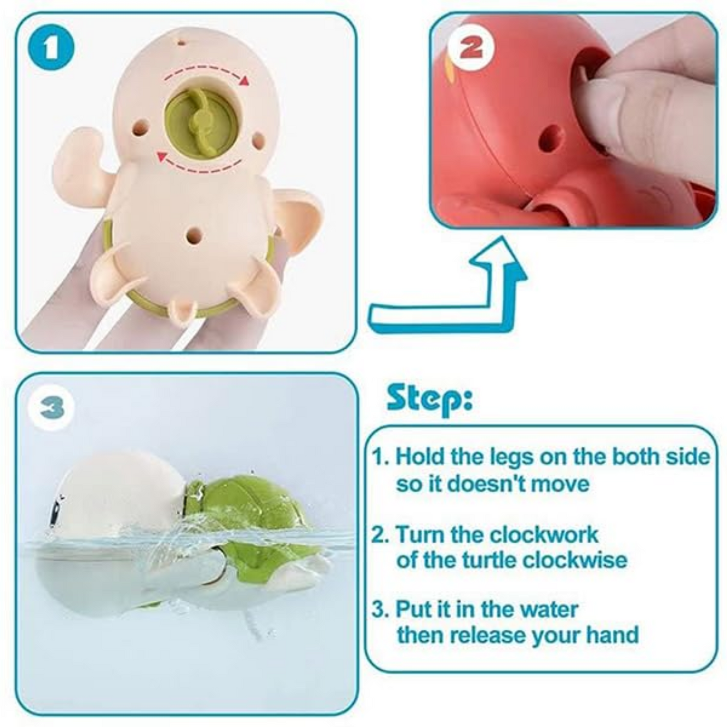 Wind-Up Turtle Toy – Key Operated, Moving, Multicolor - Awilo