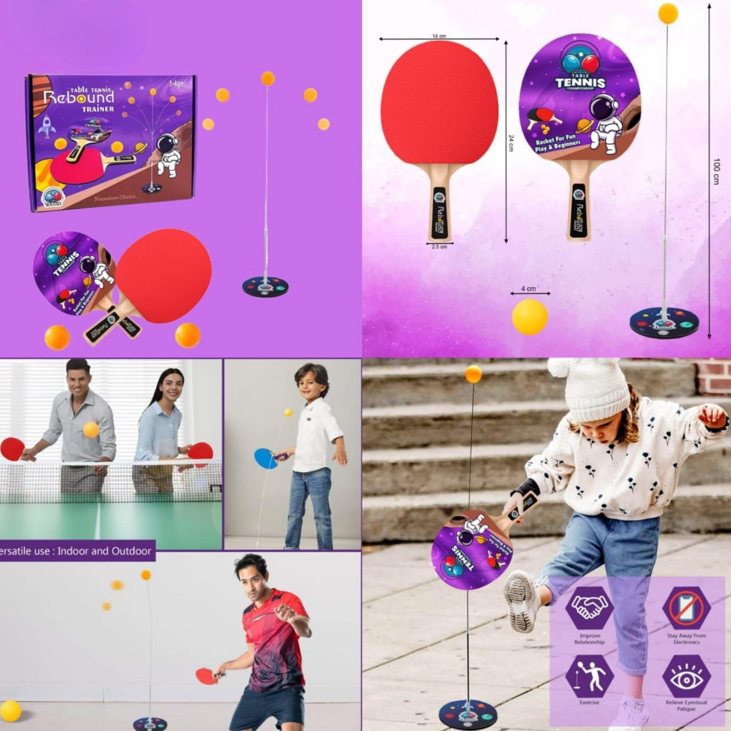 Table Tennis Rebound Trainer – Indoor & Outdoor Game for Kids & Adults - Awilo