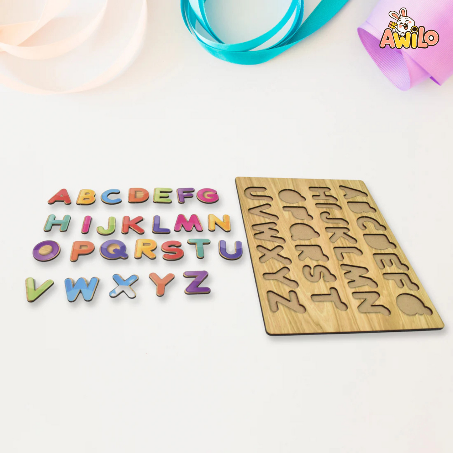 Wooden ABC Puzzle Board for Kids – Learning Toy - Awilo