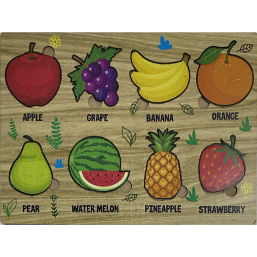 Wooden Educational Fruits Puzzle Board for Kids - Awilo