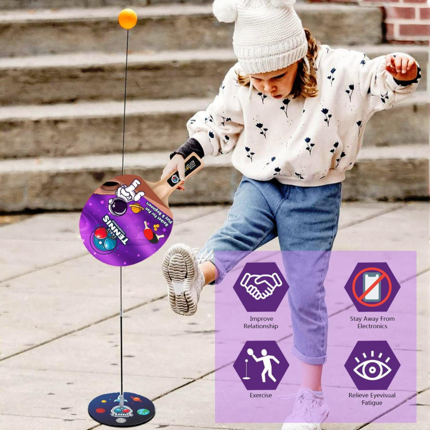 Table Tennis Rebound Trainer – Indoor & Outdoor Game for Kids & Adults - Awilo
