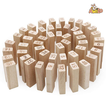 Wooden Building Blocks – 48 Pcs Educational Toy Set for Kids - Awilo