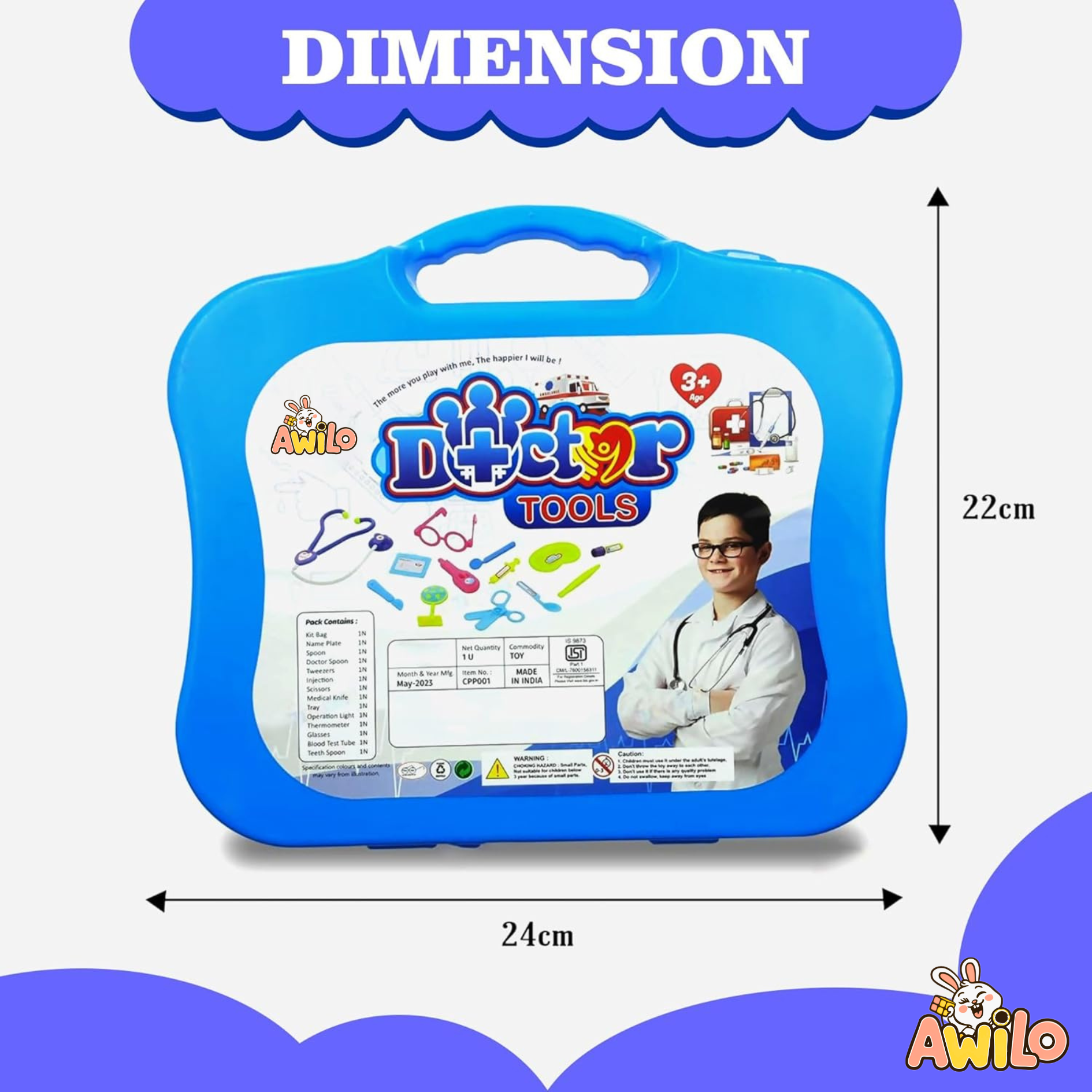 Doctor Kit Toy Set for Kids with Foldable Suitcase - Awilo