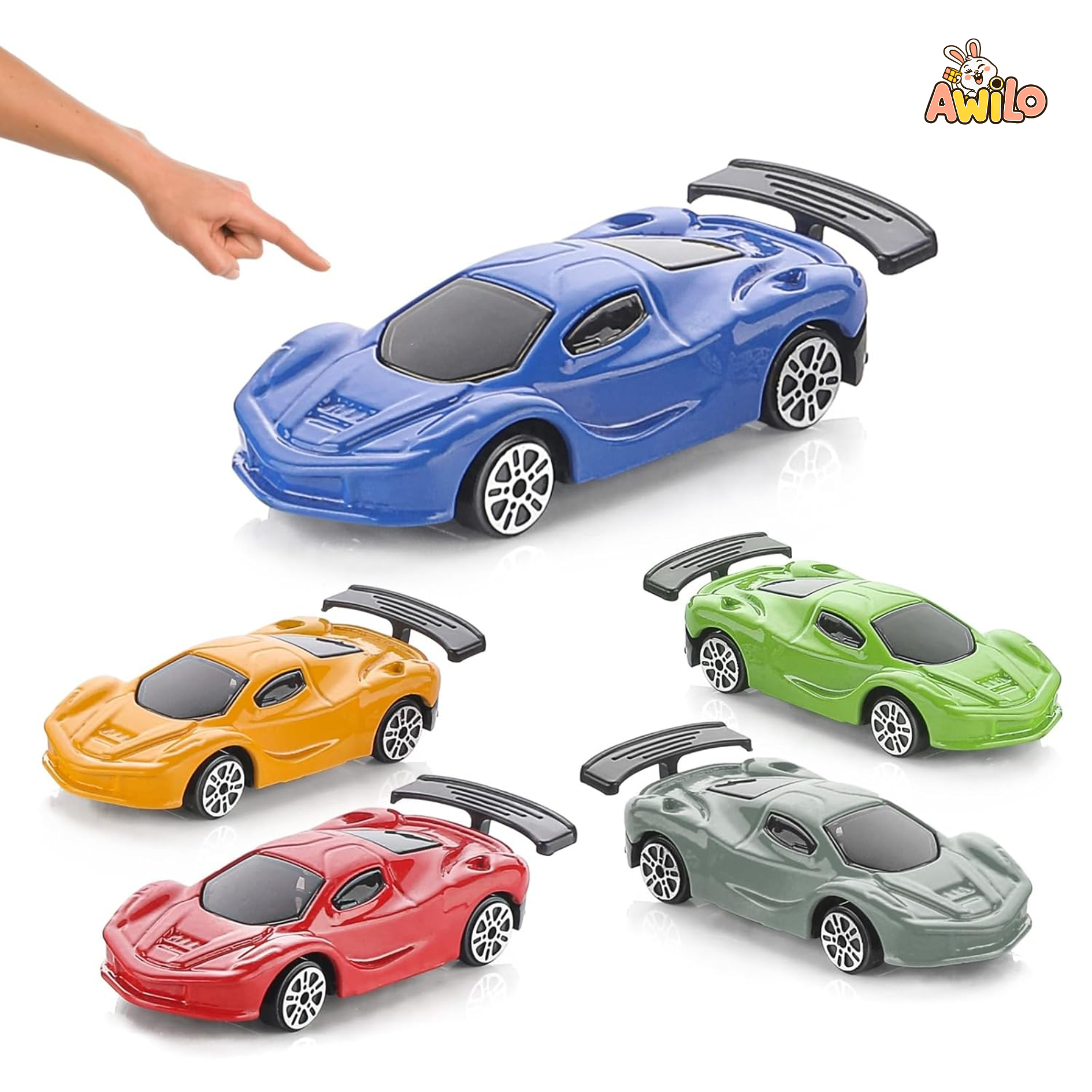 Die-Cast Racing Car Set – 4 Pcs, Free Wheel, Unbreakable, Multicolor - Awilo