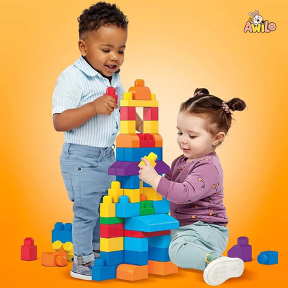 80 Pcs Mega Building Blocks Set for Kids – Multicolor - Awilo