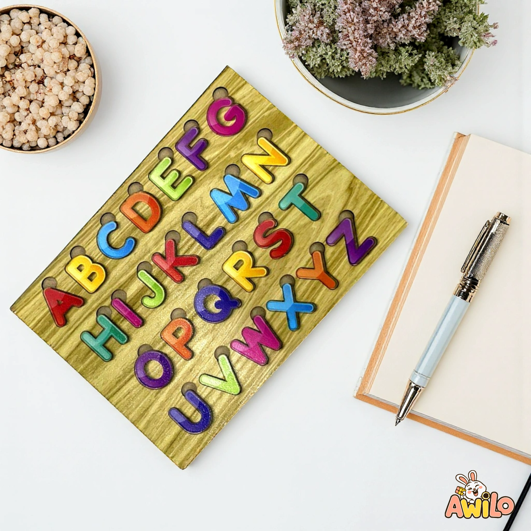 Wooden ABC Puzzle Board for Kids – Learning Toy - Awilo