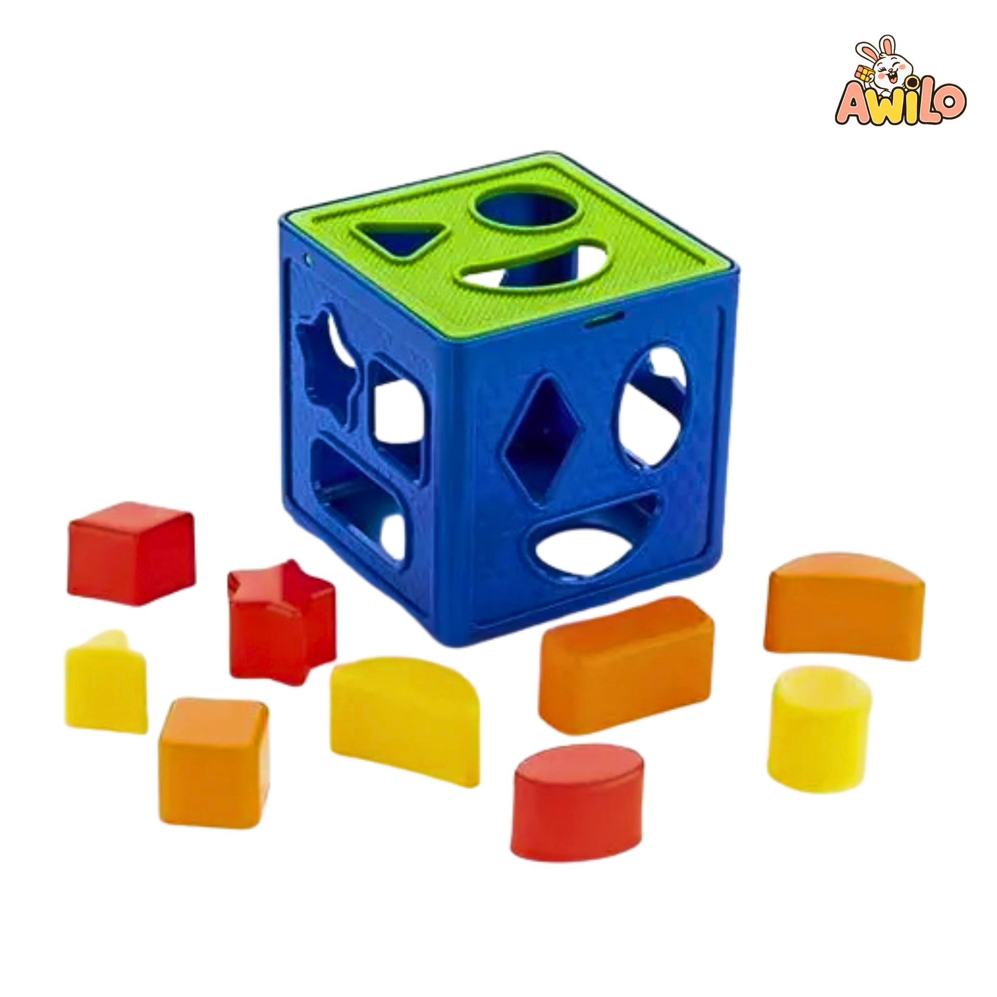 Shape Sorting Cube – Geometric Learning Toy (Multicolor) - Awilo