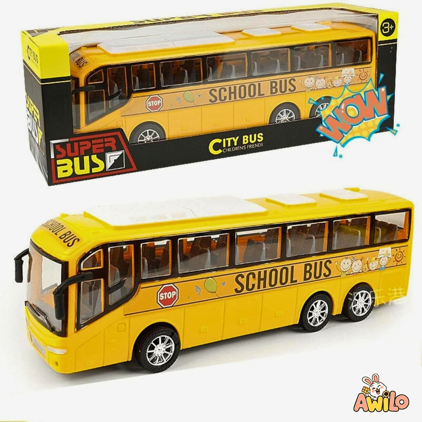 Pullback Yellow School Bus Toy - Awilo