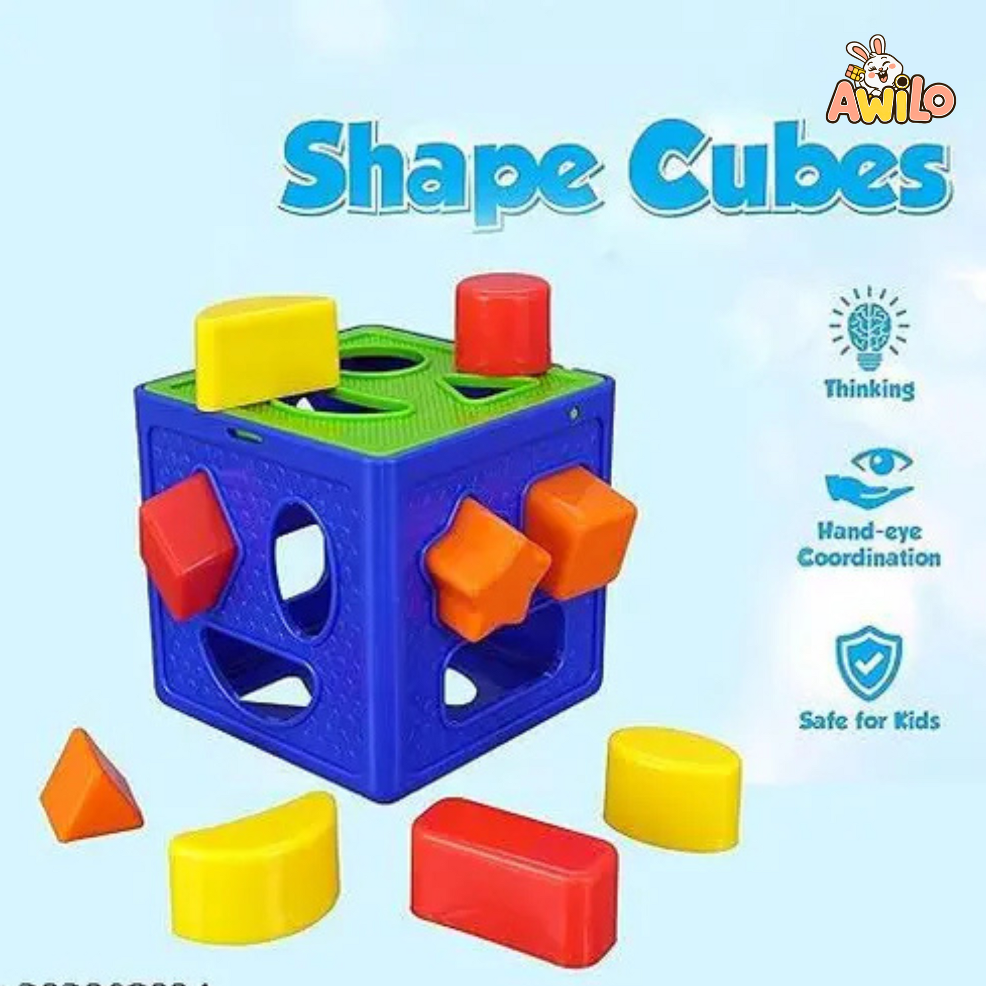 Shape Sorting Cube – Geometric Learning Toy (Multicolor) - Awilo