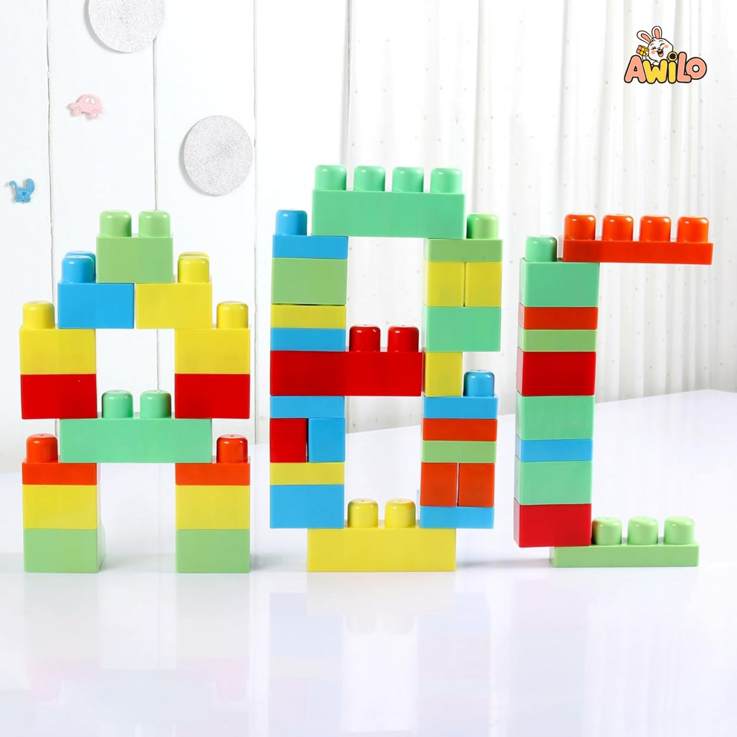 80 Pcs Mega Building Blocks Set for Kids – Multicolor - Awilo