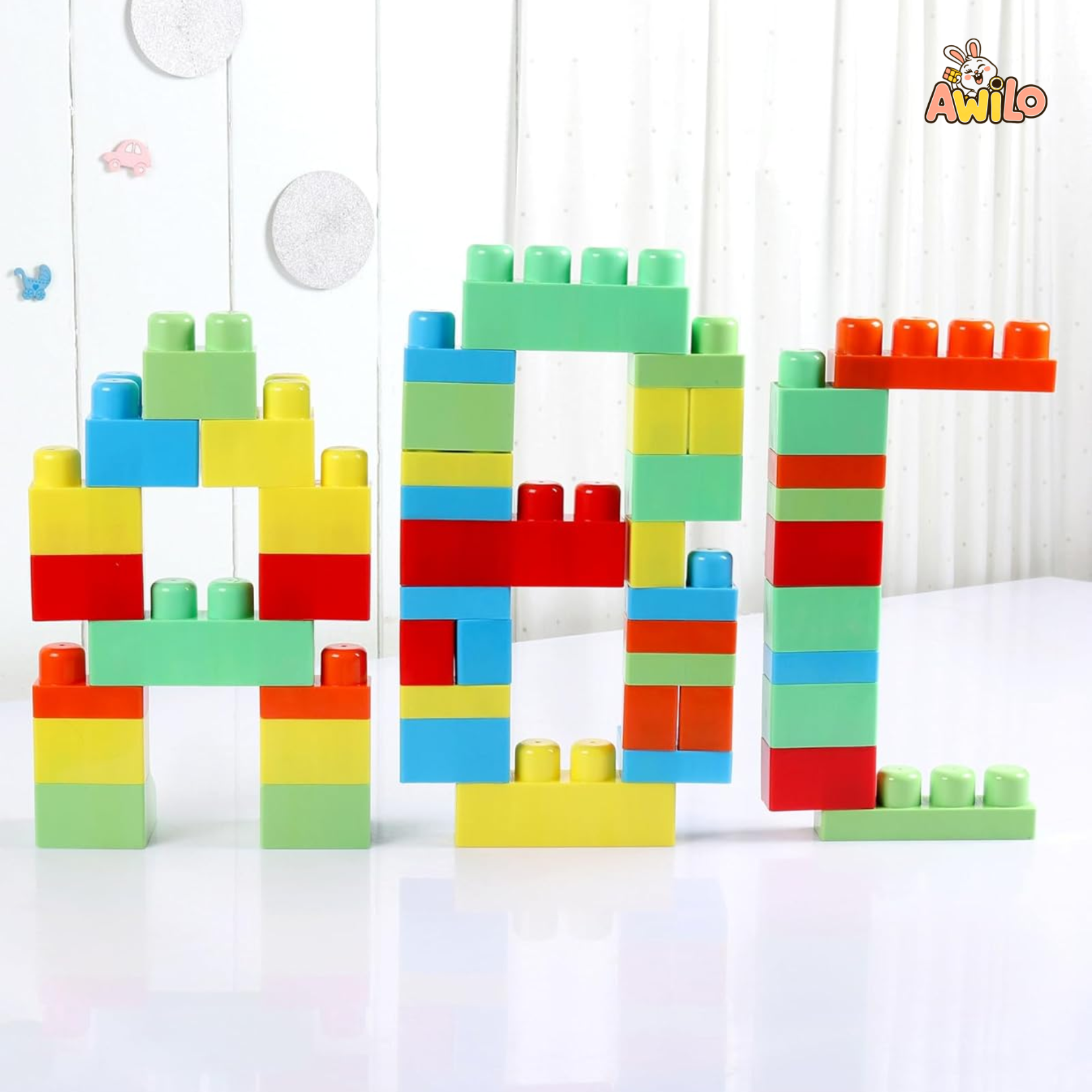 80 Pcs Mega Building Blocks Set for Kids – Multicolor - Awilo