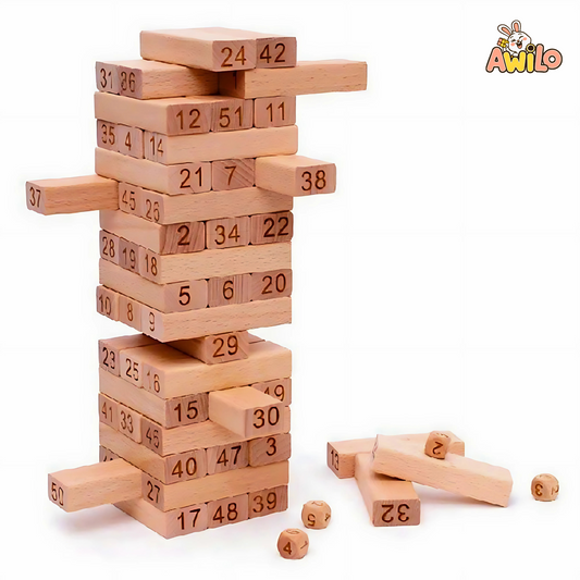 Wooden Building Blocks – 48 Pcs Educational Toy Set for Kids - Awilo
