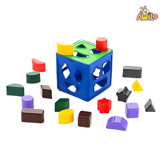 Shape Sorting Cube – Geometric Learning Toy (Multicolor) - Awilo