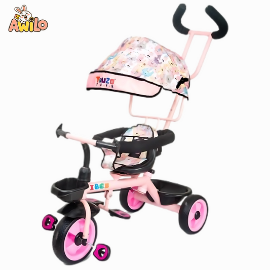 Ibex Handle Push Tricycle for Kids with Backrest & Basket - Awilo