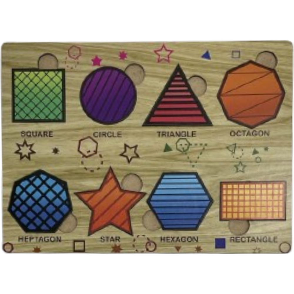 Wooden Educational Geometry Puzzle Board for Kids - Awilo