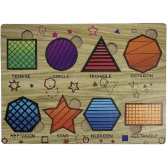 Wooden Educational Geometry Puzzle Board for Kids - Awilo