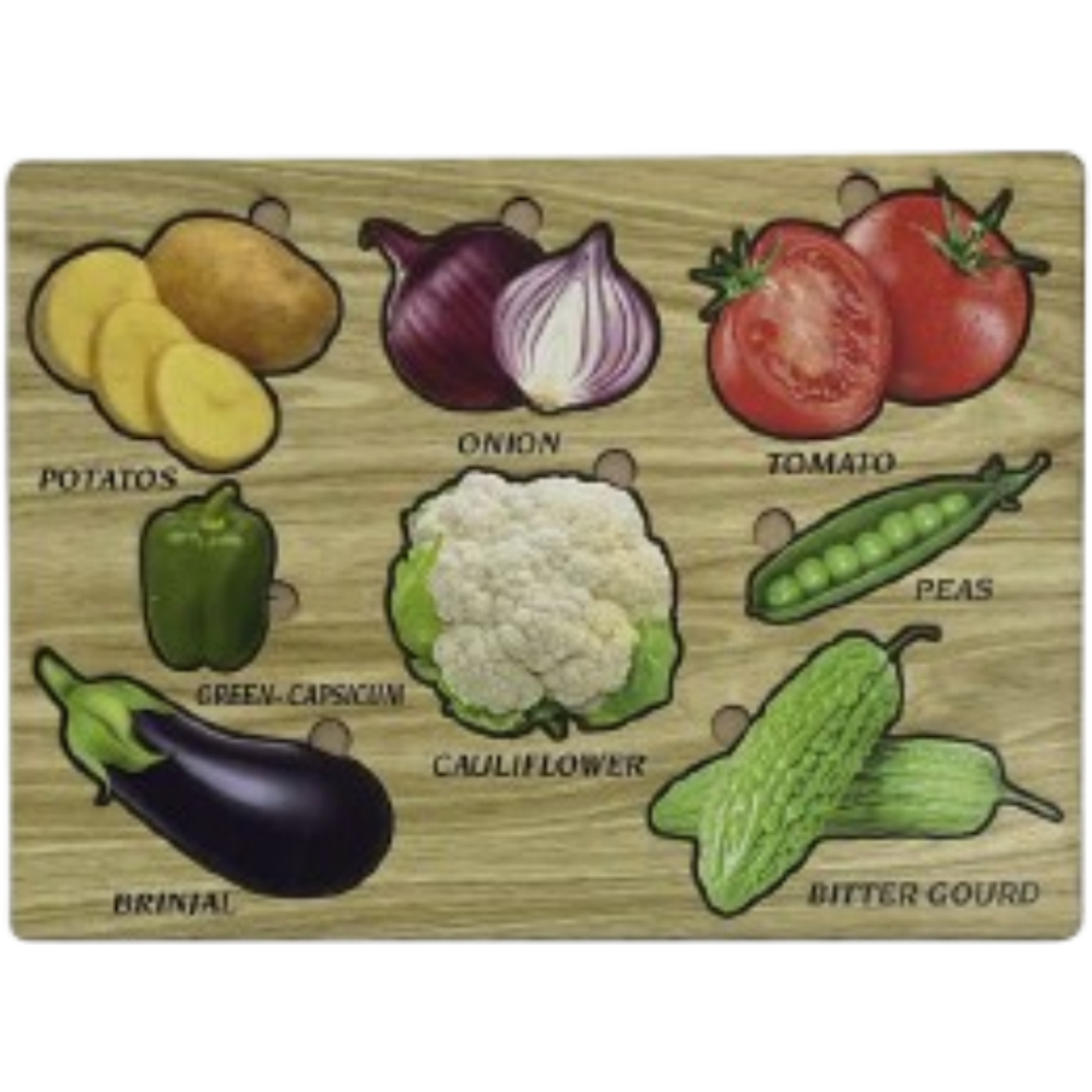 Wooden Educational Vegetables Puzzle Board for Kids - Awilo