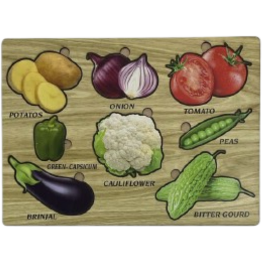 Wooden Educational Vegetables Puzzle Board for Kids - Awilo