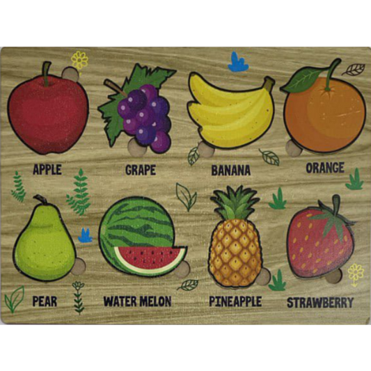 Wooden Educational Fruits Puzzle Board for Kids - Awilo