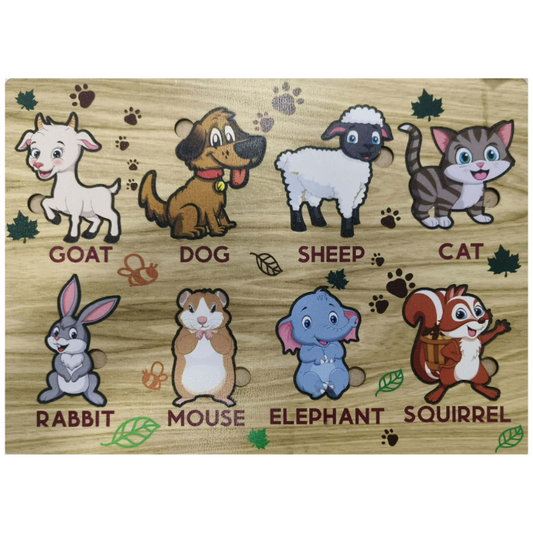 Wooden Educational Animals Puzzle Board for Kids - Awilo