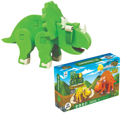 3D Dinosaur Puzzle – EVA Foam Triceratops Building Toy - Awilo